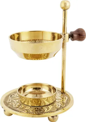 Produktbild von Nklaus Rauchgefäß aus Messing Gold Weihrauchbrenner Teelicht Weihrauch Kräuter