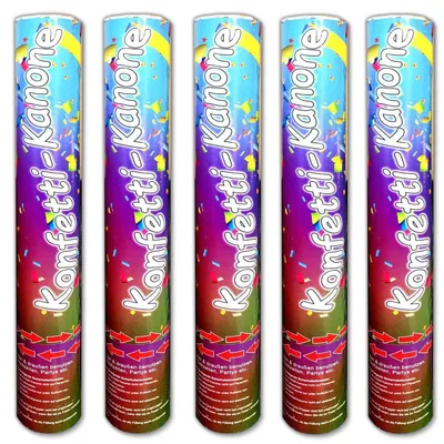 Produktbild von 5x Konfettikanone bunt 40 cm Party Hochzeit Geburtstag Shooter Popper Konfettiregen Kanone Partypopper