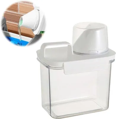 Immagine prodotto di Contenitore ermetico per detersivo da 1100 ml con misurino, secchio multifunzionale per detersivo, contenitore per detersivo e ammorbidente (M+)