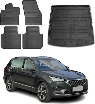 Image de Tapis & bac de coffre Set pour Seat Tarraco 2019-2025 Caoutchouc TPE Noir 5x
