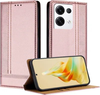 Produktbild von Handyhülle für OPPO Reno8 Pro 5G Leder Flip Klappbare Schutzhülle mit Standfunktion Pink