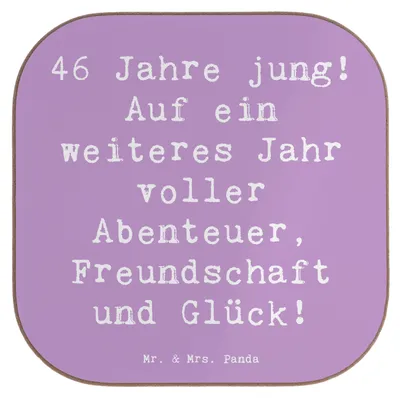 Produktbild von Mr. & Mrs. Panda Untersetzer für Gläser Spruch 46. Geburtstag - Lavendeltraum - Geschenk, handgefertigte Produkte, 46 Jahre, Happy Birthday, Freundschaft, Coaster
