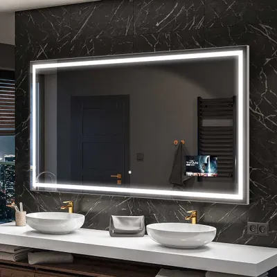 Produktbild von Artforma Badspiegel SMART 140x70 cm - mit LED Beleuchtung - LED Farbe Kaltweiß 7000K - Individuell Nach Maß - Beleuchtet Wandspiegel Lichtspiegel Badezimmerspiegel | Lichtschalter: Touch Schalter |SLED049