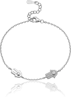Immagine prodotto di Bracciale Karisma da donna in argento 925 Fatima 2 mani 10x7mm zirconi lunghezza fino a 19cm - argento rodiato