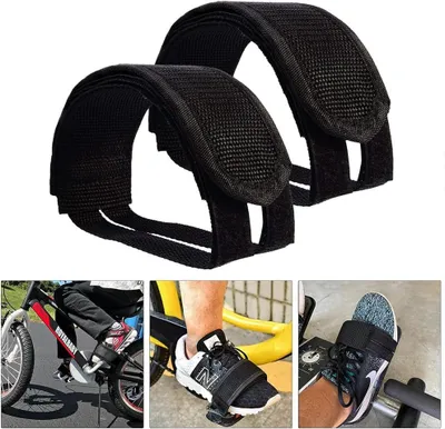 Produktbild von Fahrrad Pedalriemen, Nylon Fußschlaufen, 1 Paar, Verstellbar, Langlebig, Schwarz, für Trainingsfahrräder