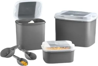 Produktbild von Vorratsdosen Set, (3er Set, 10 L + 4.5 L + 1.6 L), Grau