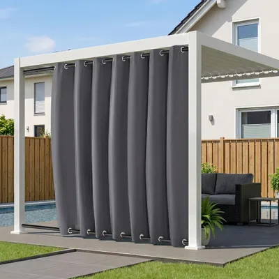 Immagine prodotto di Tenda da esterno extra larga, impermeabile e resistente alle intemperie, oscurante, con occhielli in alto e in basso, per terrazza e balcone, grigio scuro, L254 x A213 cm
