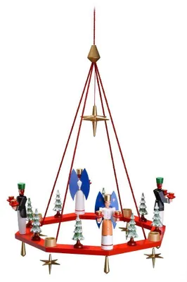 Produktbild von Lichterkranz  Adventskranz rot mit Engel und Bergmann BxT = 38x38cm NEU