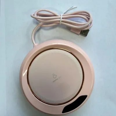 Produktbild von Elektrischer Tassenwärmer mit 3 Temperaturstufen, USB-Tassenheizplatte mit Konstanttemperaturfunktion, 55–75 °C, 11,2 cm - Rosa