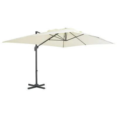 Image de vidaXL Parasol avec pied de parasol portable sable blanc