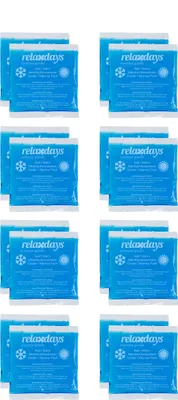 Produktbild von Relaxdays Kühlpads, 16er Set, Kalt-Warm-Kompressen, 14 x 13 cm, Erste Hilfe, wiederverwendbare Gelkühlkompressen, blau