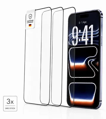 Produktbild von Displayschutzglas für iPhone – Schutzglas Displayschutz, 9H, HD Klar, Case Friendly – IPhone 16/ 15 Pro / 15 / 3er Set