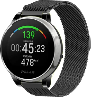Produktbild von Strap-it Milanese Armband - Kompatibel mit Polar Grit X Armband Ersatzarmband Edelstahl Armband mit Magnetverschluss Sportuhr zubehör für smartwatch 22mm Armband Schwarz