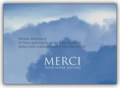 Produktbild von 4x Französische Trauer Dankeskarte mit Himmel: Merci pour votre soutien