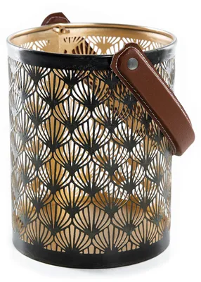 Metall-Laterne mit Henkel, orientalisch, 19,5 cm, schwarz-gold