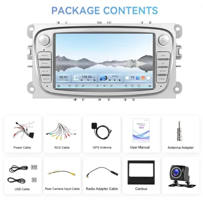 Imagen del producto de Android 15: Radio para coche con pantalla táctil de 7 pulgadas, procesador de 8 núcleos, 4 GB de RAM y 64 GB de almacenamiento. Compatible con CarPlay inalámbrico y WiFi