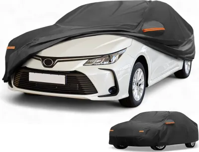 Image de Housse De Voiture ImpermšŠable Toutes Saisons Protection Contre Le Soleil Et La Pluie Pour Toyota Corolla 210D-Pu Noir Avec Bandes RšŠflšŠchissantes