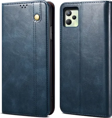 Produktbild von Realme C35 Hülle, Leder Flip Brieftasche Schutzhülle für OPPO Realme C35 Blau