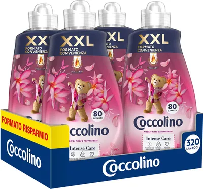 Produktbild von Coccolino Weichspüler-Konzentrat, Tiaré-Blumen & rote Früchte, 8 Liter, 320 Waschladungen, 4 x 80 Waschgänge