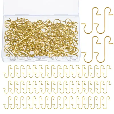 120 S-förmige Weihnachtsbaumhaken aus Edelstahl, Gold