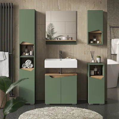 Zdjęcie produktu dla Zestaw mebli łazienkowych Vicco Marelle Zielony/rzemieślniczy 5 Teile, Model 54705