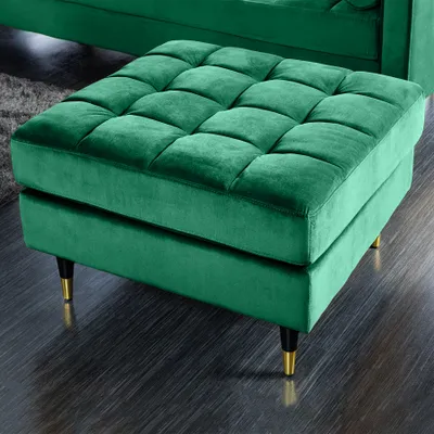 Produktbild von Design Hocker COZY VELVET 80cm smaragdgrün Samt goldene Füße