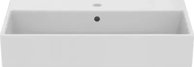 A white rectangular sink is shown from a front view against a white background.
