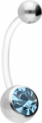 Produktbild von Bauchnabelpiercing PTFE Bananabell mit Chirurgenstahl-Kugeln KRISTALL