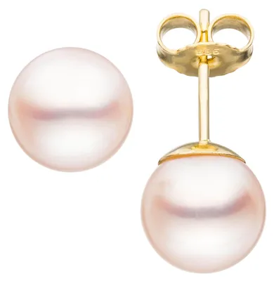 Produktbild von Paar Ohrstecker mit Akoya Perlen 8,5mm rund 585 Gold Gelbgold Ohrschmuck Damen