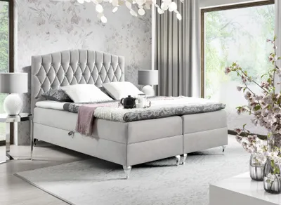 Produktbild von Boxspringbett Schlafzimmerbett DEVRAN 140x200cm Stoff Fresh Beige
