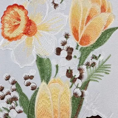 Immagine prodotto di Tovaglia, runner, ricamato, motivo pasquale, fiori 45x130