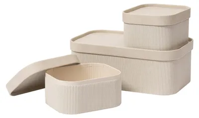 Image de Boîtes de rangement avec couvercle, lot de 3, boîtes de rangement décoratives, empilables et vegan