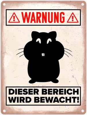 Produktbild von Warnung Bereich wird bewacht Metallschild in 15x20 cm mit Hamster Silhouette