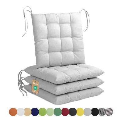 Produktbild von Lavea® Sitzkissen 40x40 cm, 4er Set, Silber - mit Stoffbändern, Outdoor & Indoor, waschbare Stuhlkissen für Garten, Balkon, Terrasse & Esszimmer