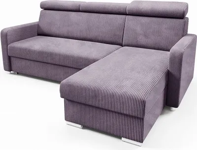 Zdjęcie produktu dla LIKMA Narożnik 213 cm Jasny Fiolet Rozkładany MAKO Kształt L z Funkcją Spania (190x125 cm) i Pojemnikiem na Pościel Sofa z Regulowanymi Zagłówkami