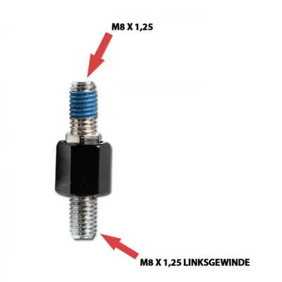 Immagine prodotto di Adattatore specchio M8-L x 1,25 mm nero
