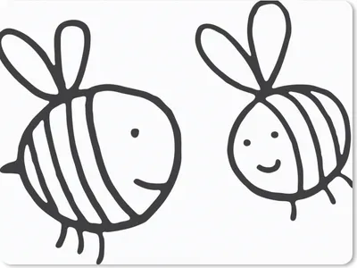 Produktbild von MuchoWow® Mauspad Mousepad Eine Illustration von zwei Bienen in schwarzen Linien 23x19 cm - Mousepads - Maus Mat - Pad - Mausunterlage - Schreibtischunterlage - Mauspad