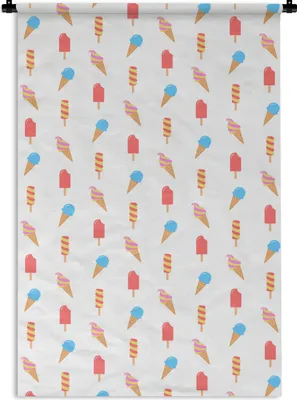 Produktbild von MuchoWow® Wandteppich Wandbehang Eiscreme - Pastell - Muster 120x180 cm Tapisserie Dekoration Wandtuch - Schlafzimmer - Dekorationen für das Haus