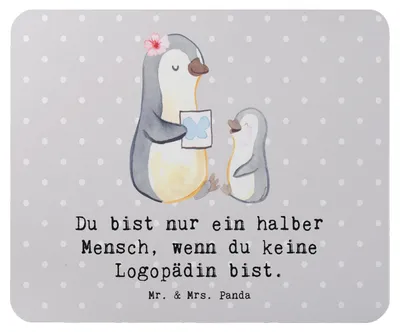 Produktbild von Mr. & Mrs. Panda Mauspad Logopädin Herz - Grau Pastell - Geschenk, Studium, mausteppich, Spruch, Mouse Pad, laptop, Mousepad, Ausbildung, Witzig, pc, Lustig