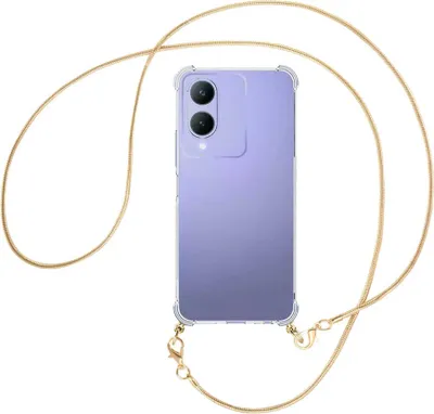 Produktbild von Handykette Backcover-Schutzhülle mit Band (Metall goldfarben) für vivo Y17s (6.56'') - goldfarbene Snake-Kette
