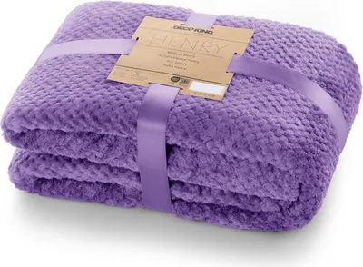 Zdjęcie produktu dla Koc HENRY 220x240 fioletowy żakardowy nowoczesny styl
