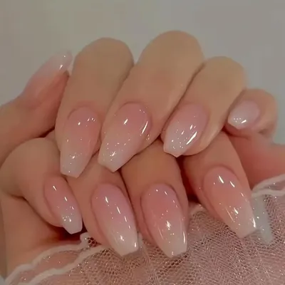 Produktbild von Künstliche Nägel zum Aufkleben, Sarg Ballerina Rosa Farbverlauf, 24 Stück Acryl Full Cover Fingernägel