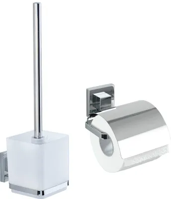 Produktbild von WENKO zweiteiliges VacuumLoc® WC-Set Quadro aus Edelstahl