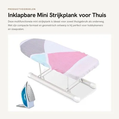 Produktbild von Dailygoods Bügelbrett Portabel - Faltbar - Sicherheitsleiste - Feuerfeste Baumwolle - Mini Bügelbrett - Geometrischer Druck