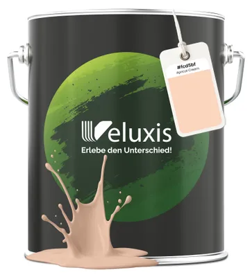 Produktbild von Wandfarbe Beige Creme Orange Matt Innenfarbe – Deckkraft Klasse 1, VOC-frei, Ohne Grundierung, Tropfarm – Wohnzimmer & Schlafzimmer – 5L – Veluxis (Apricot Cream)