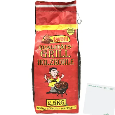 Produktbild von Favorit Grill Holzkohle Große Körnung für super Glut 1er Pack (1x2,5kg) + usy Block