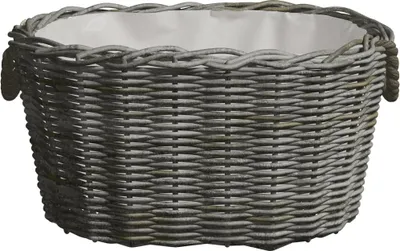 Zdjęcie produktu dla vidaXL Drewniany kosz z uchwytami do przenoszenia 59x42x28 cm Szara wiklina