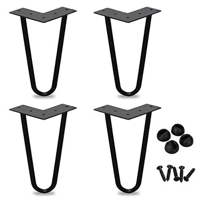 Obrázek produktu pro Hengda 4x nohy na stůl do vlasů Vyměnitelné nohy na stůl a skříňku pro kutily - moderní styl poloviny století - dostupné ve výškách od 15 cm do 72 cm - chrániče podlahy a šrouby