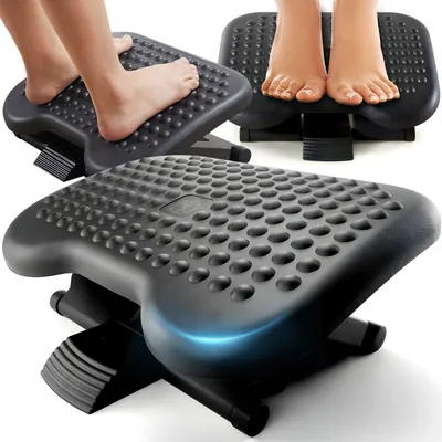 Produktbild von Fußstütze Fußablage Fussstütze für Büro Relax Fußerhöhung Fußbank Höhenverstellung Ergonomie Fußhocker mit Massageoberfläche Kunststoff Schwarze Retoo