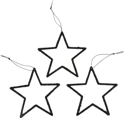 Produktbild von Weihnachtsdeko Stern-Anhänger Schwarz Glitter 12cm 12er Set Weihnachtsbaumschmuck, 12 Stück